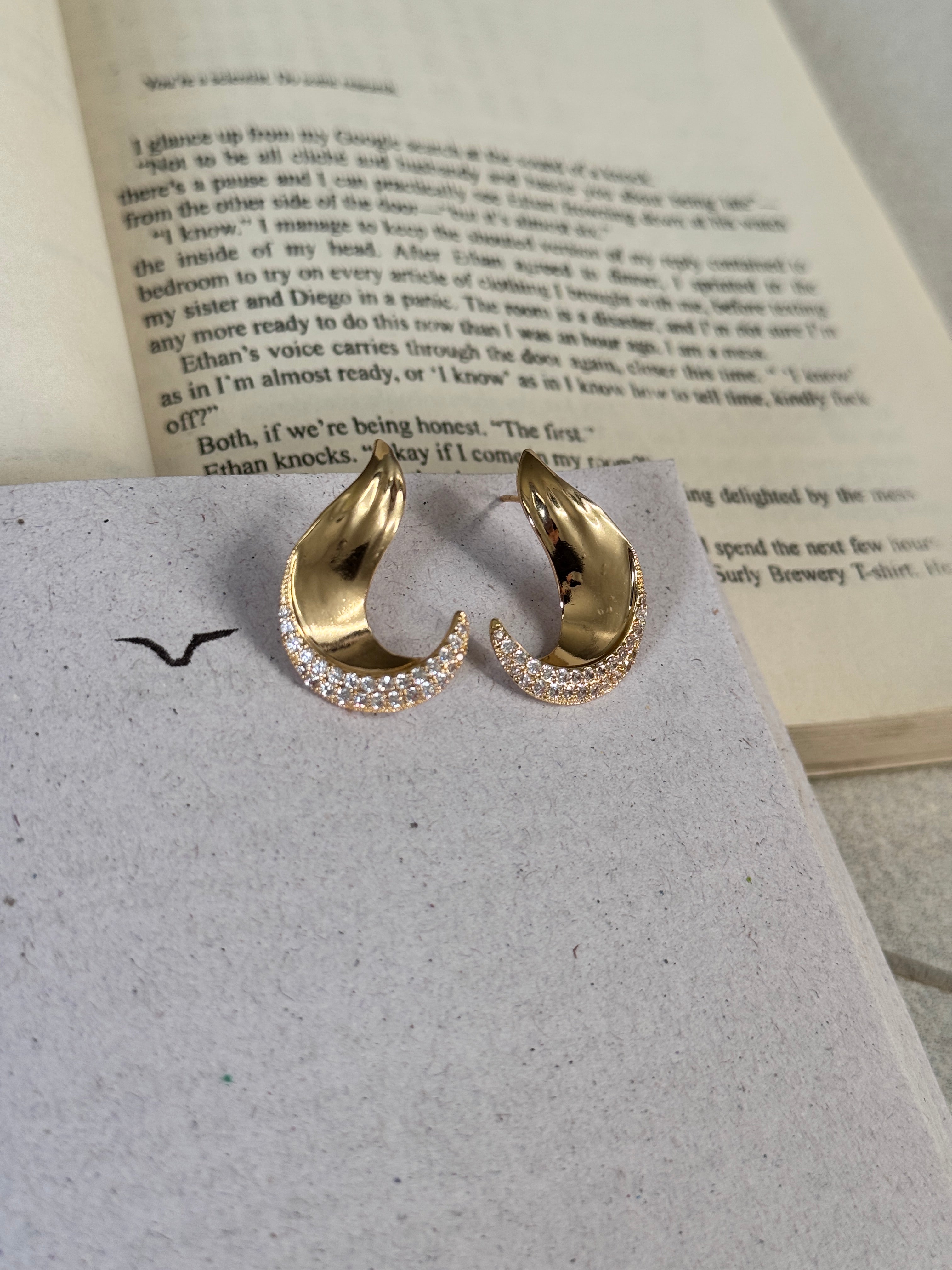 Crystal Wave Stud Earrings