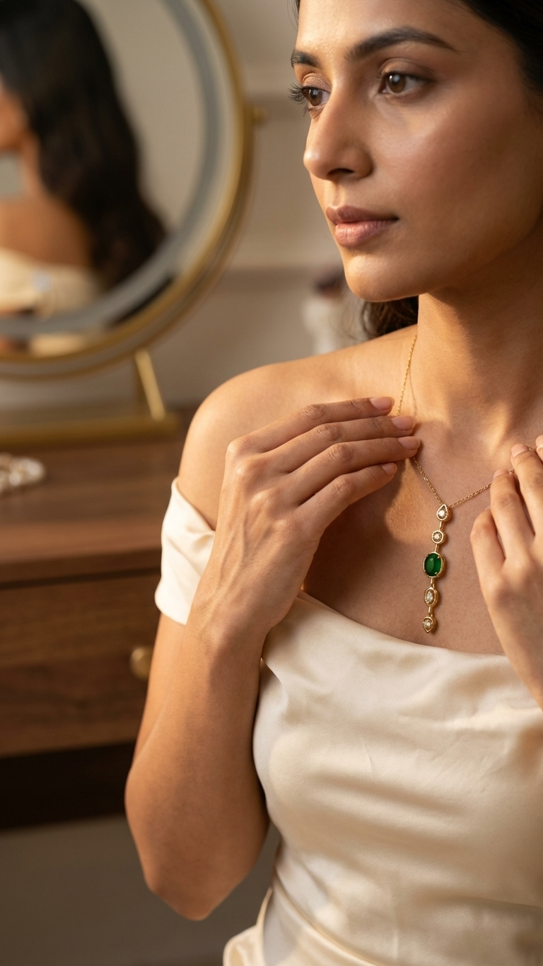 Green Stone Drop Necklace