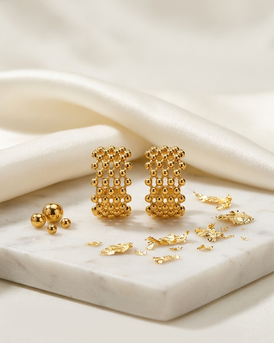 Gold Mesh Hoop Earrings – Elegant Statement Jewelry