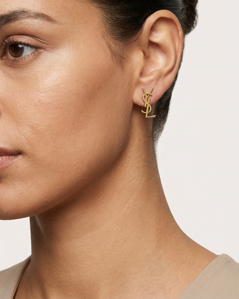 Minimal Gold Stud Earrings – Elegant Logo Design