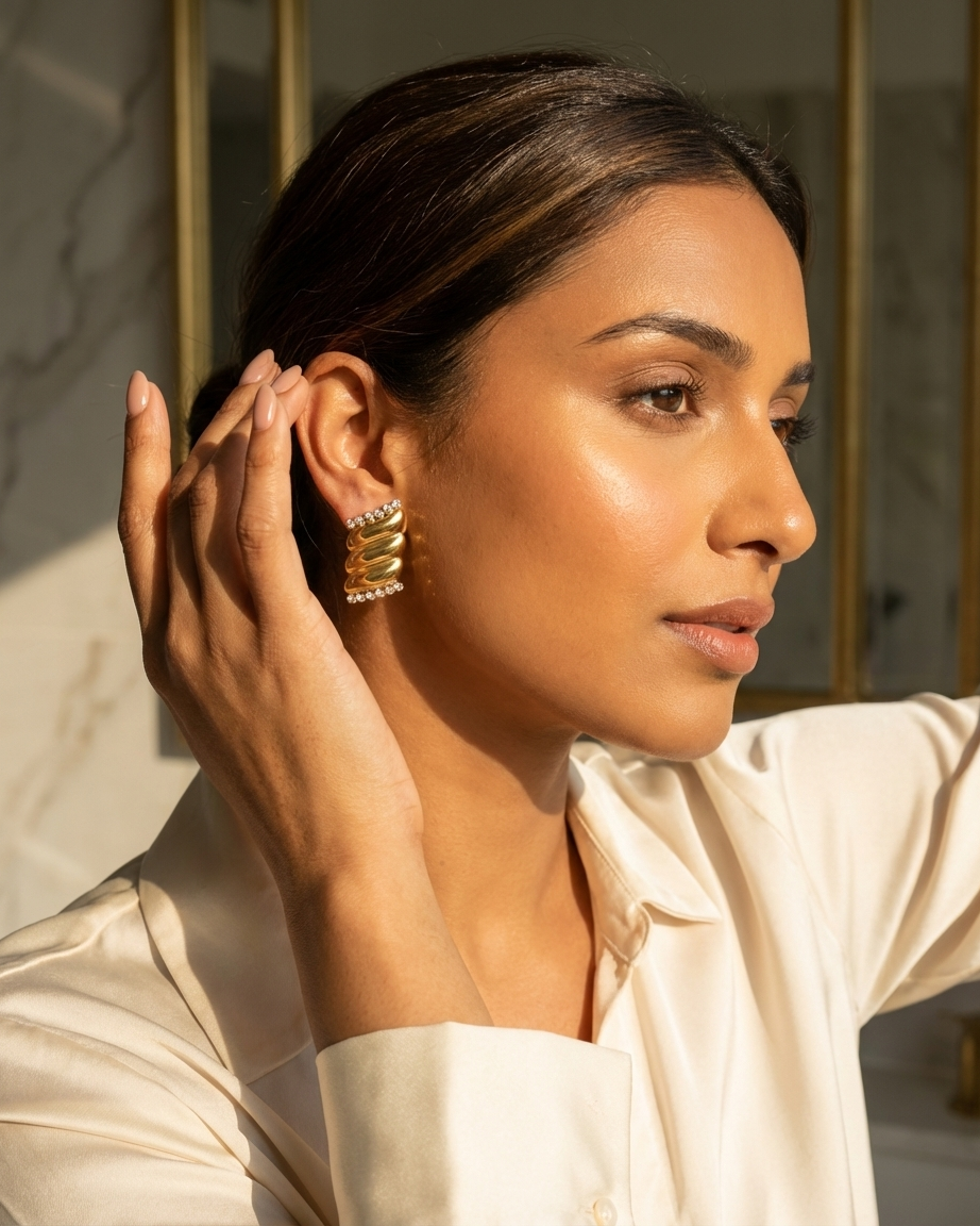 Statement Gold Earrings – Modern Twist Design