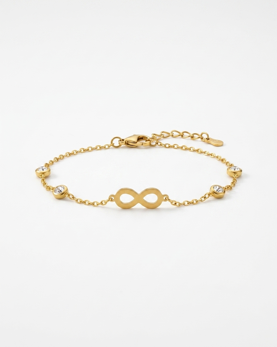 Gold Infinity & Crystal Bracelet