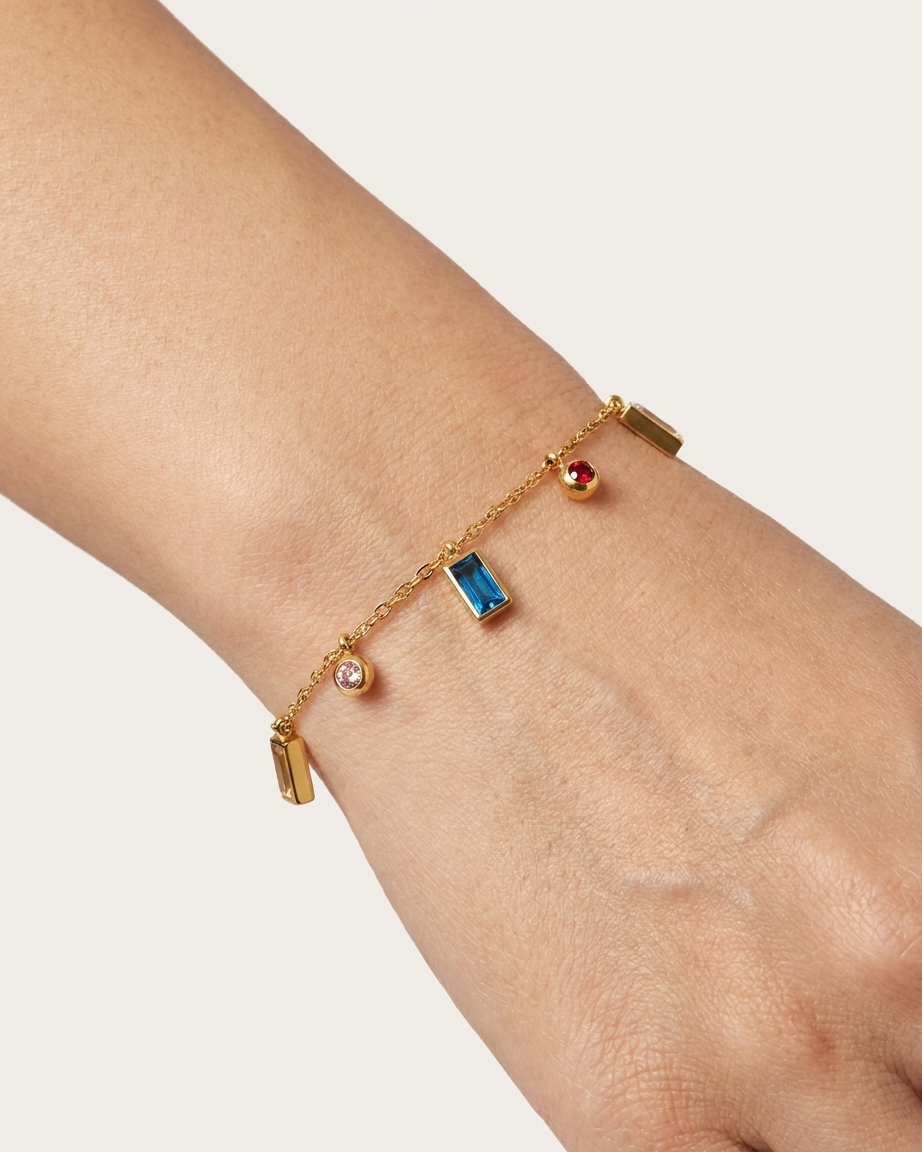 Limited Edition Multicolored Stone Necklace & Bracelet Duo – Luxury Statement Set