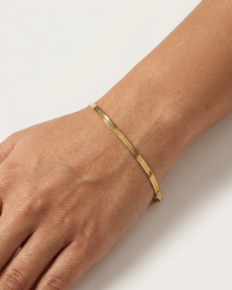 Sleek Gold Herringbone Bracelet