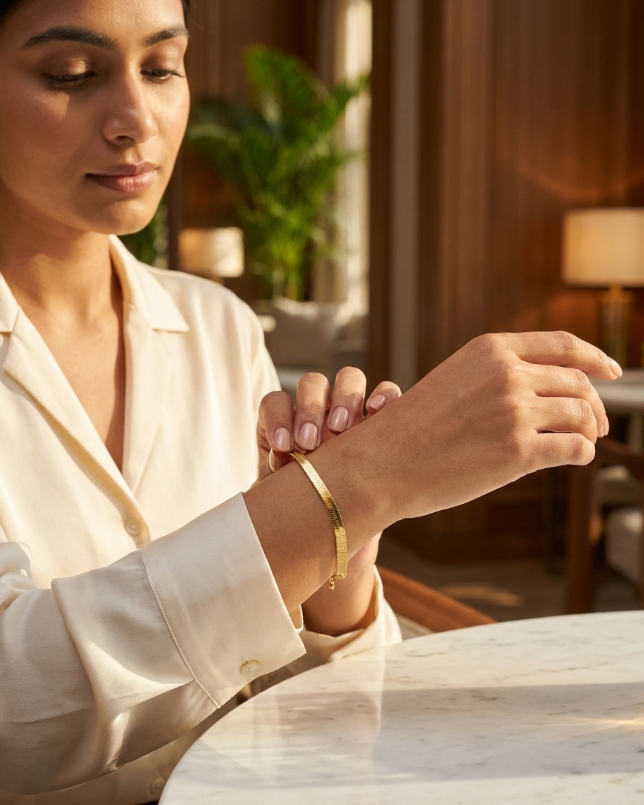 Sleek Gold Herringbone Bracelet