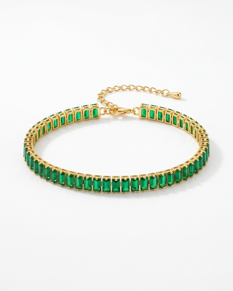 Bold Gold & Emerald Green Crystal Bracelet