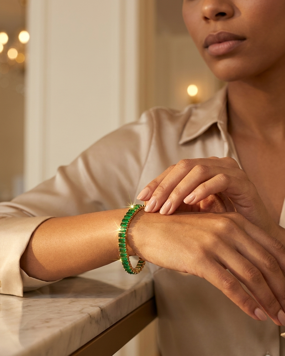 Bold Gold & Emerald Green Crystal Bracelet