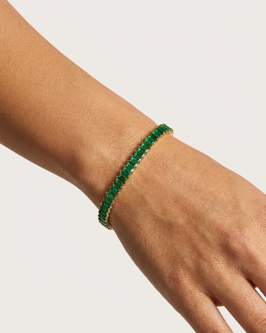 Bold Gold & Emerald Green Crystal Bracelet