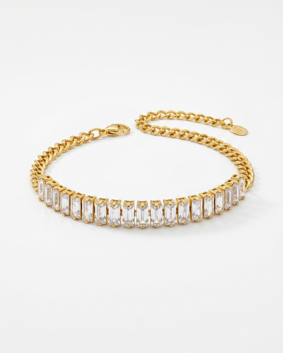 Elegant Gold & Crystal Chain Bracelet