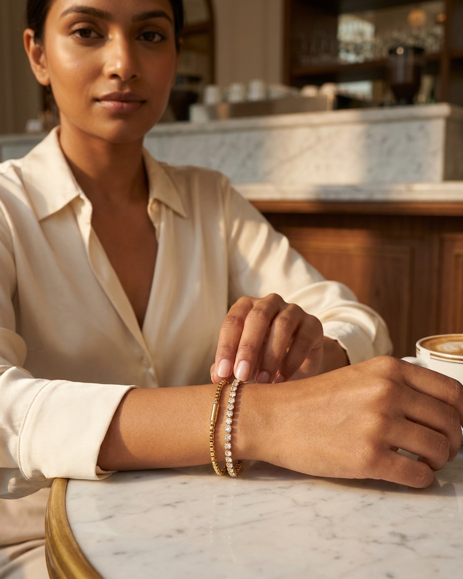 Elegant Gold & Crystal Bracelet Set