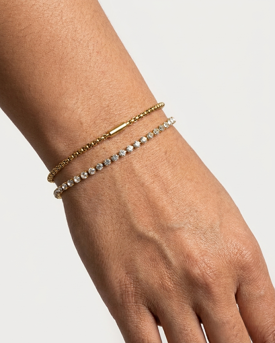 Elegant Gold & Crystal Bracelet Set