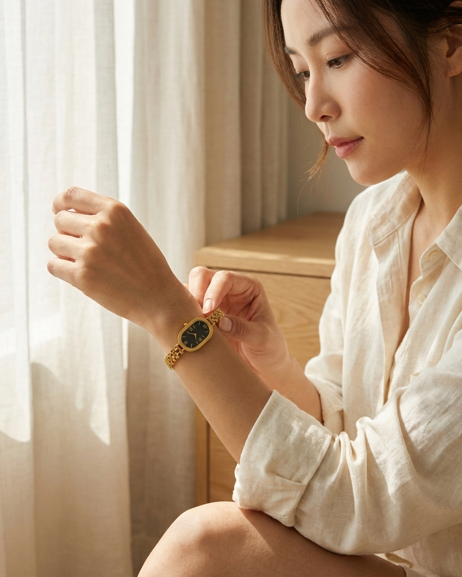 Elegant Gold Bangle Watch (Non-Functional)