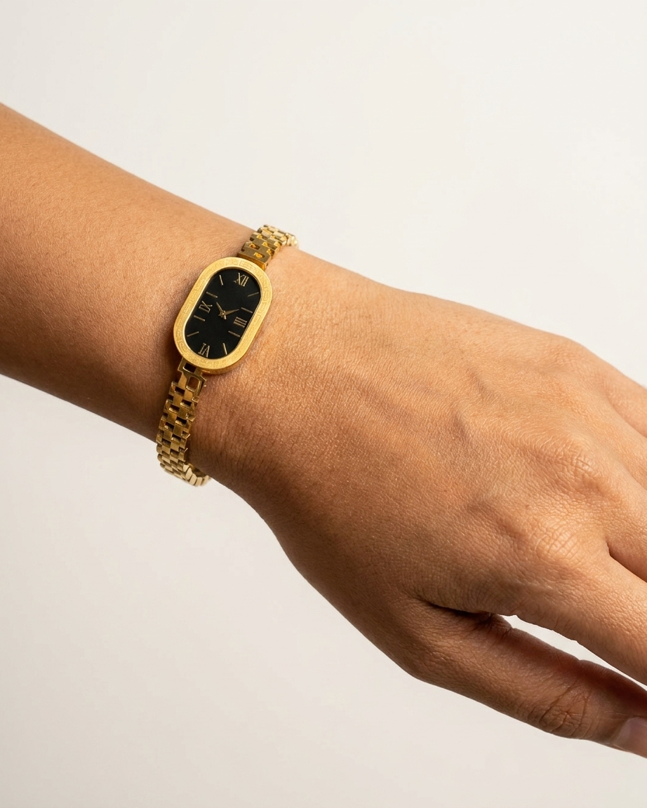 Elegant Gold Bangle Watch (Non-Functional)