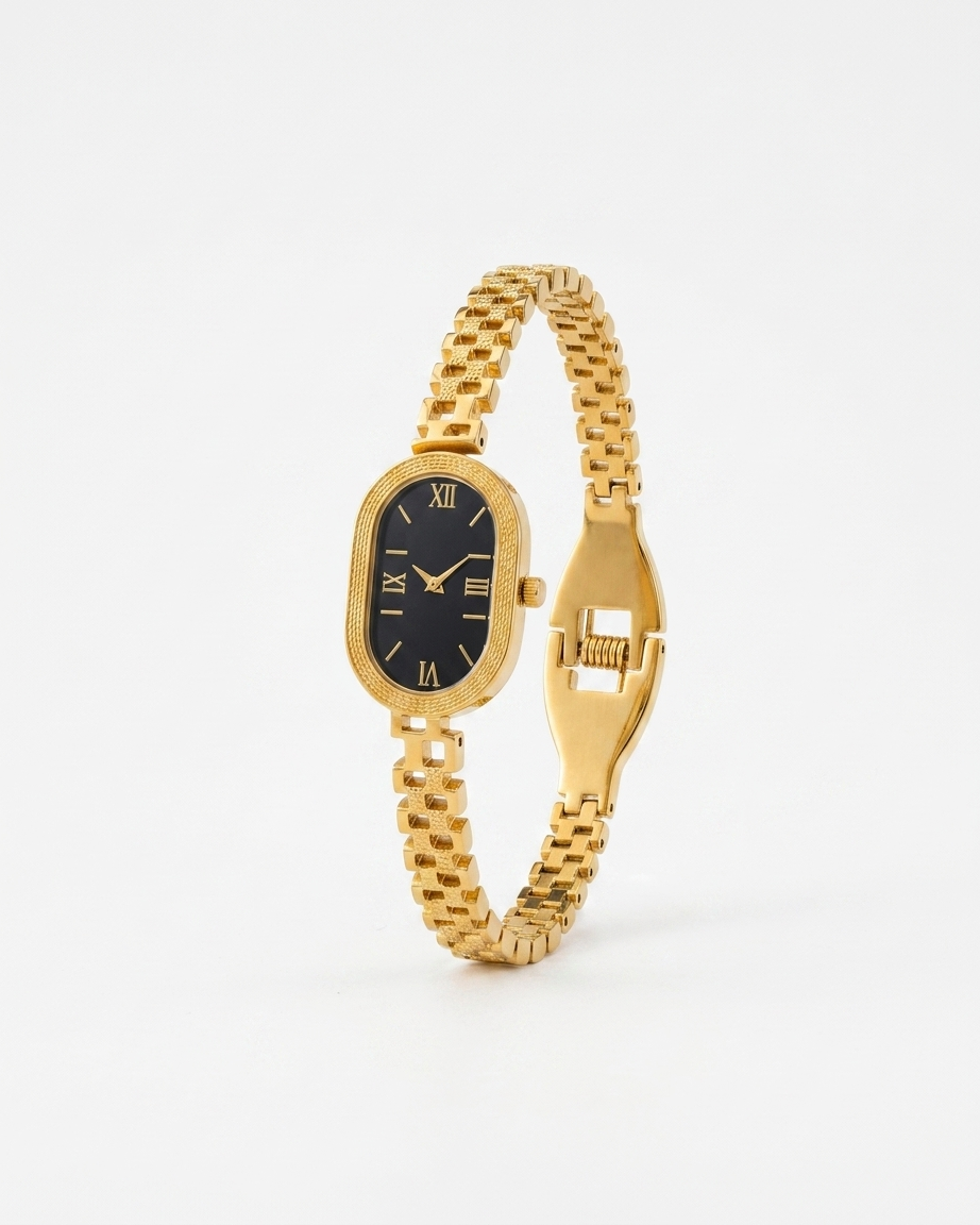 Elegant Gold Bangle Watch (Non-Functional)