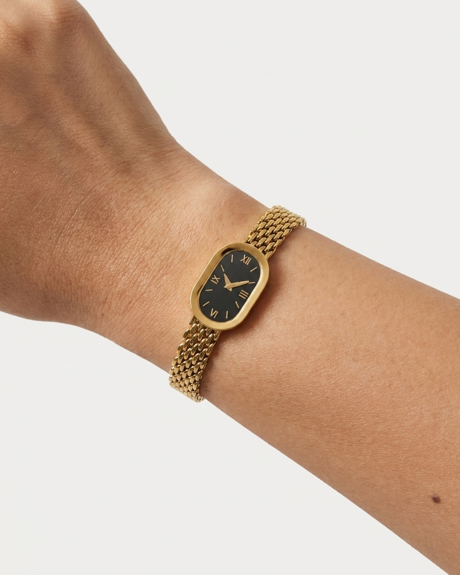 Elegant Gold Mesh Bracelet Watch (Non-Functional)