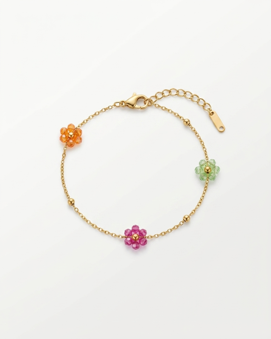 Vibrant Floral Bracelet with Gemstone Accents
