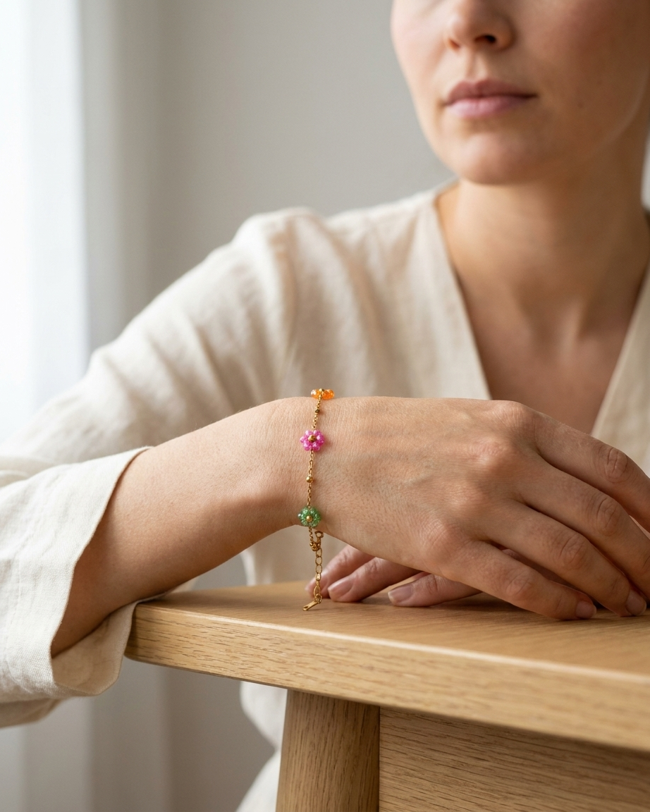 Vibrant Floral Bracelet with Gemstone Accents