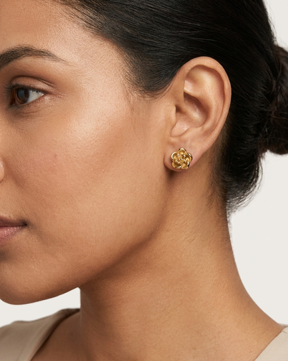 Elegant Gold Rose Earrings