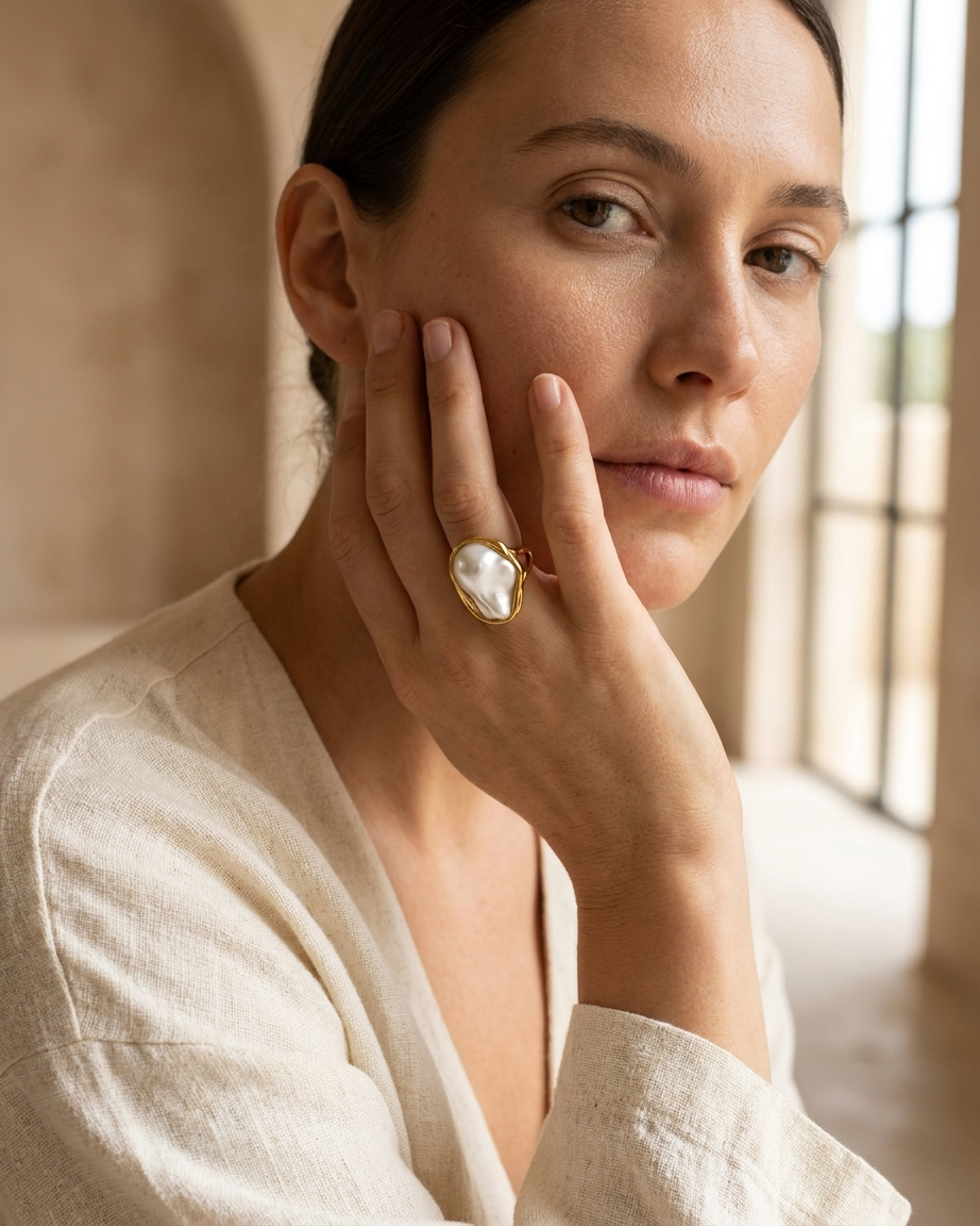 Elegant Pearl Statement Ring