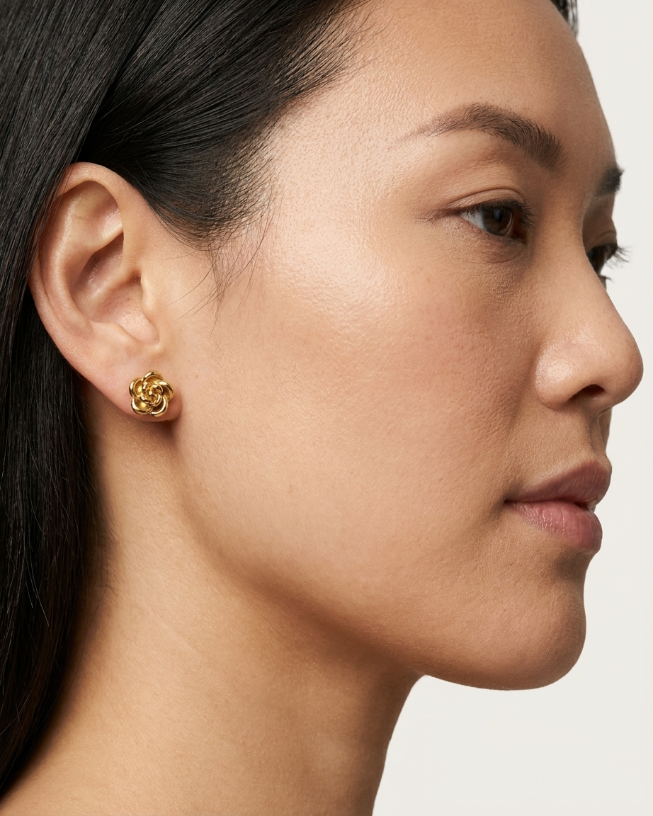 Elegant Gold Rose Earrings