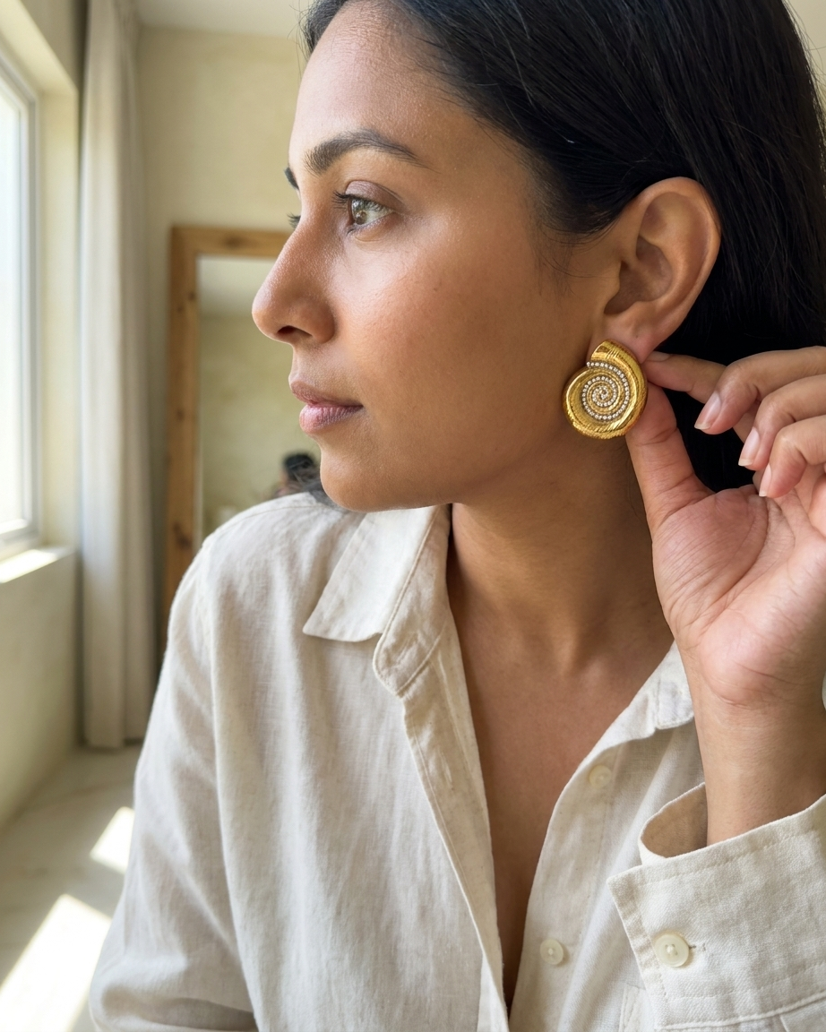 Elegant Gold Spiral Earrings