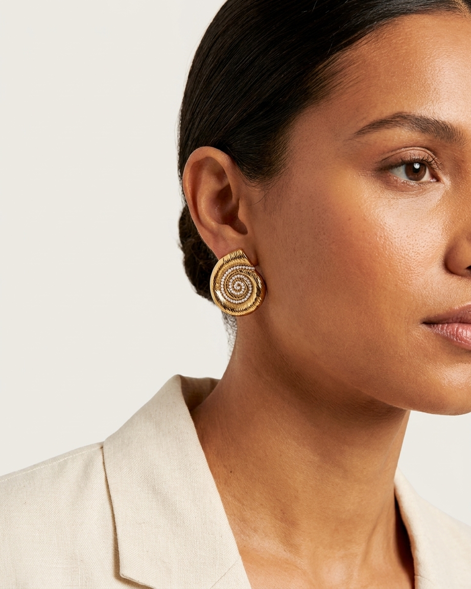 Elegant Gold Spiral Earrings