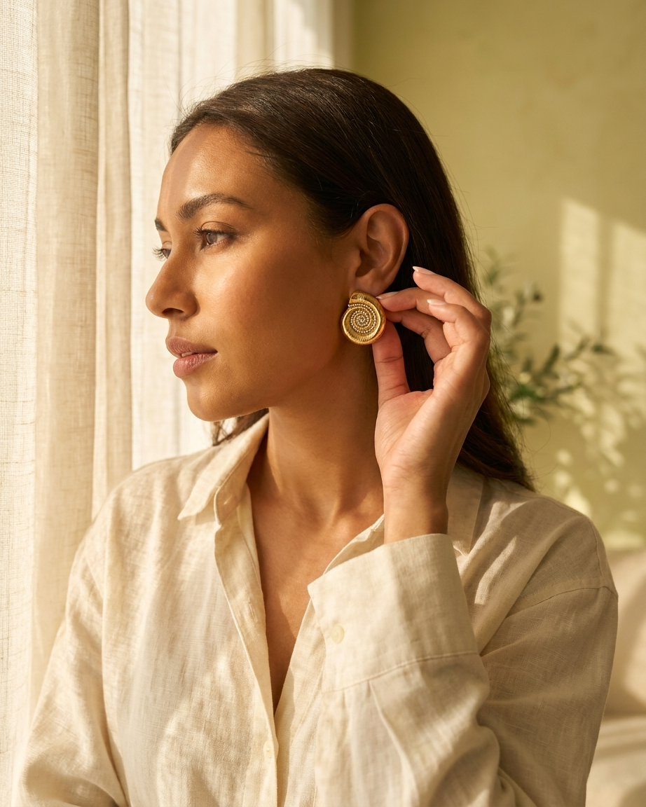 Elegant Gold Spiral Earrings