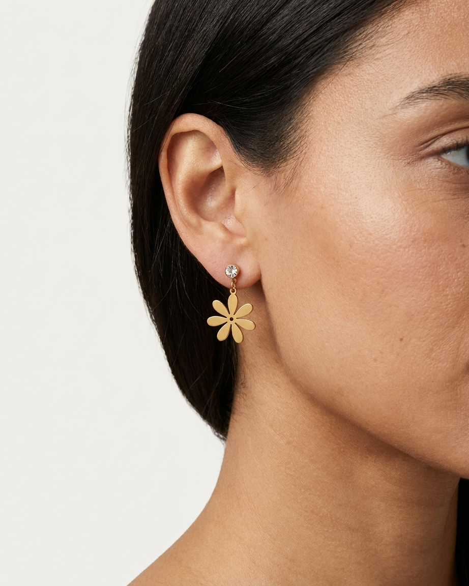 Floral Gold Stainless Steel Earrings