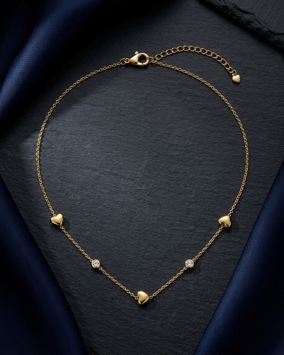 Delicate Heart Charm Gold Necklace