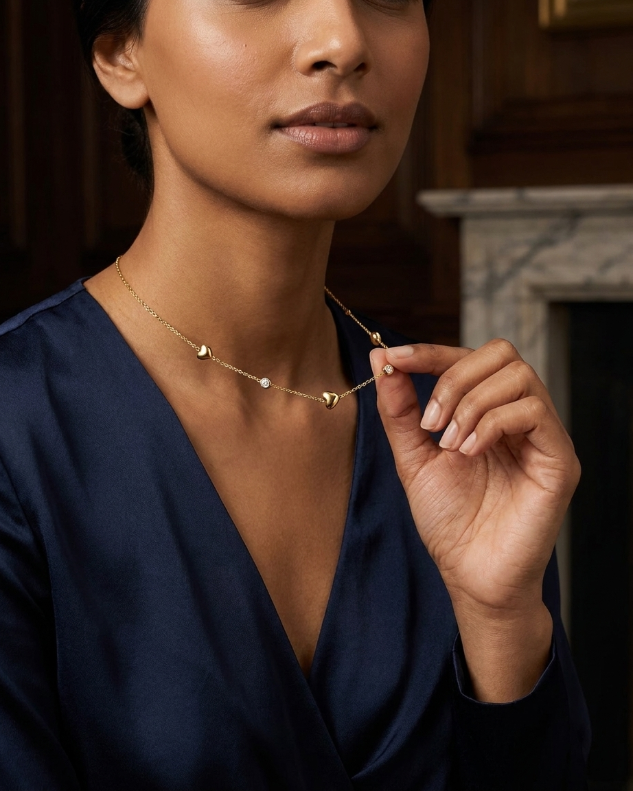 Delicate Heart Charm Gold Necklace