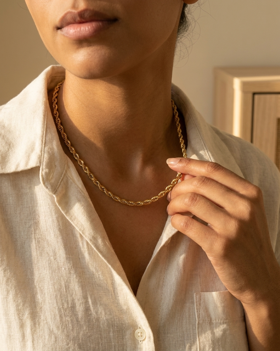 Classic Gold Rope Chain Necklace