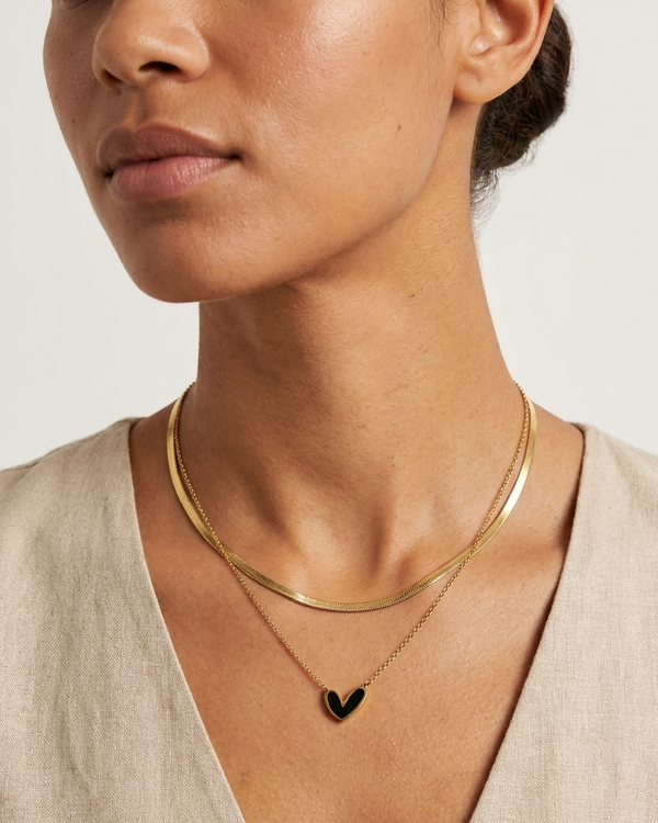 Double Layer Black Heart Necklace