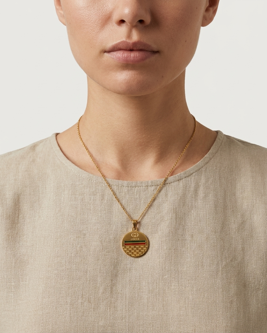 Luxury Red & Green Inspired Coin Pendant Necklace