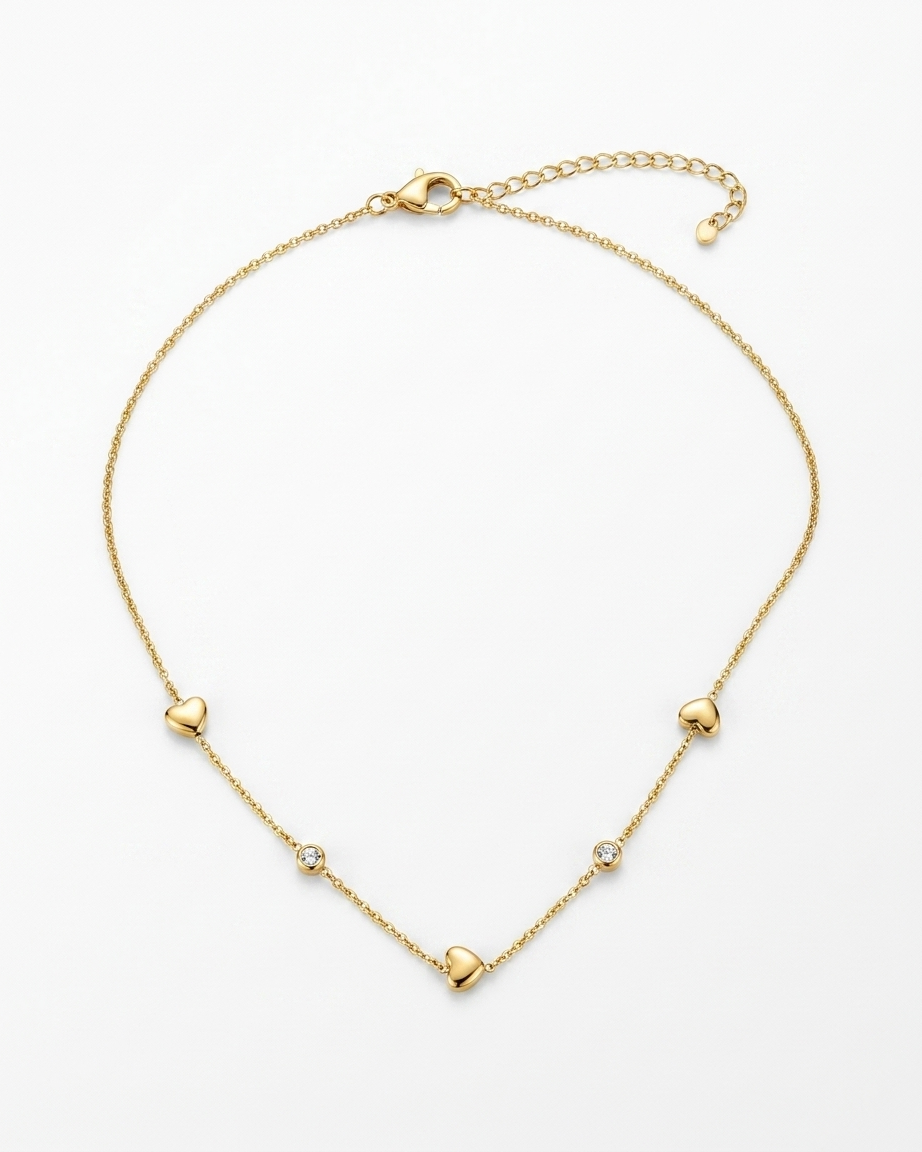 Delicate Heart Charm Gold Necklace