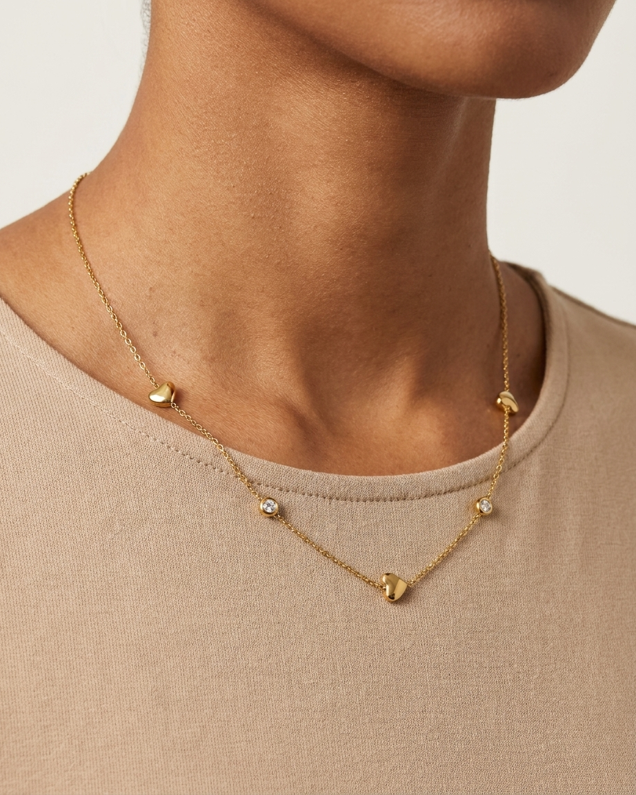 Delicate Heart Charm Gold Necklace