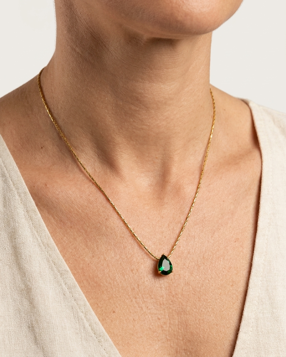 Emerald Drop Pendant Necklace