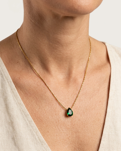 Emerald Drop Pendant Necklace