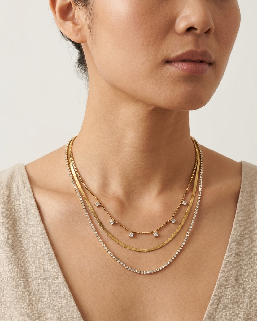 Luxury 3-Layered Gold Statement Necklace