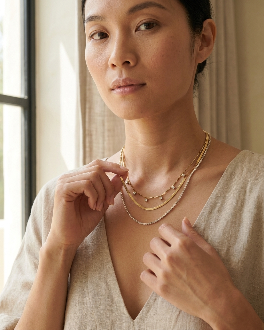Luxury 3-Layered Gold Statement Necklace
