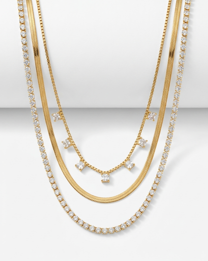 Luxury 3-Layered Gold Statement Necklace