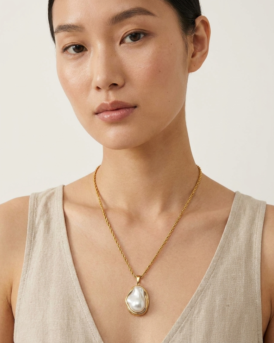 Pearl Gold Pendant Necklace