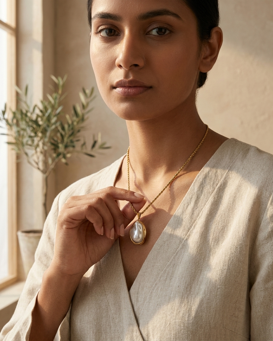 Pearl Gold Pendant Necklace