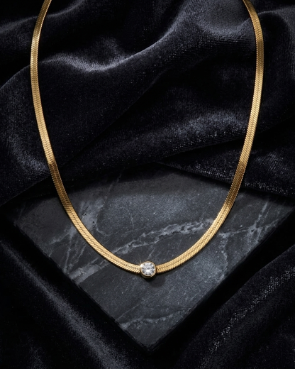 Gold Snake Chain Crystal Necklace