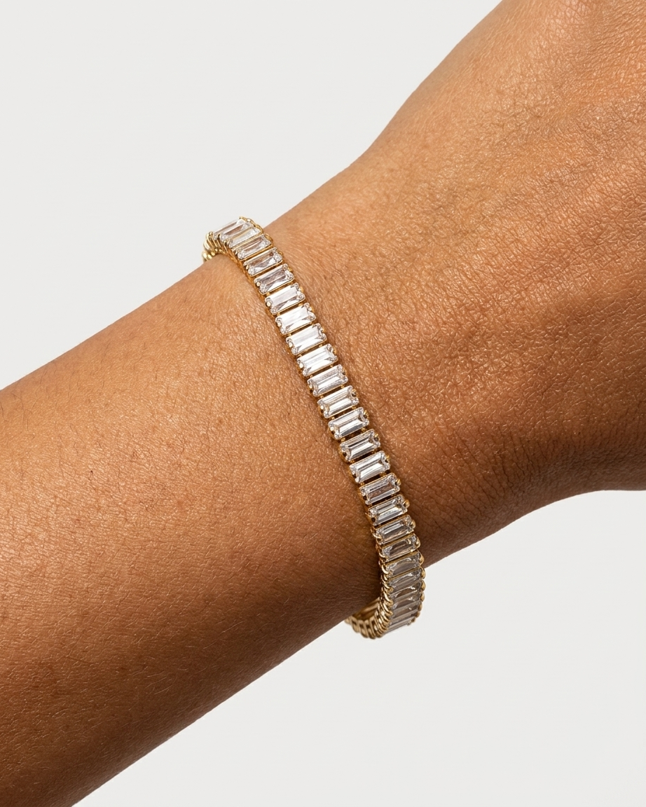Elegant Gold Crystal Tennis Bracelet for Women