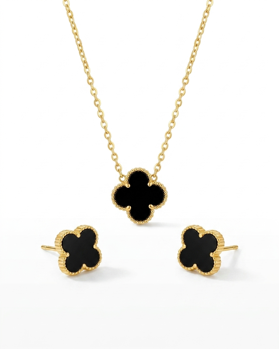 Elegant Jewellery Set Black – Necklace & Earrings for Women