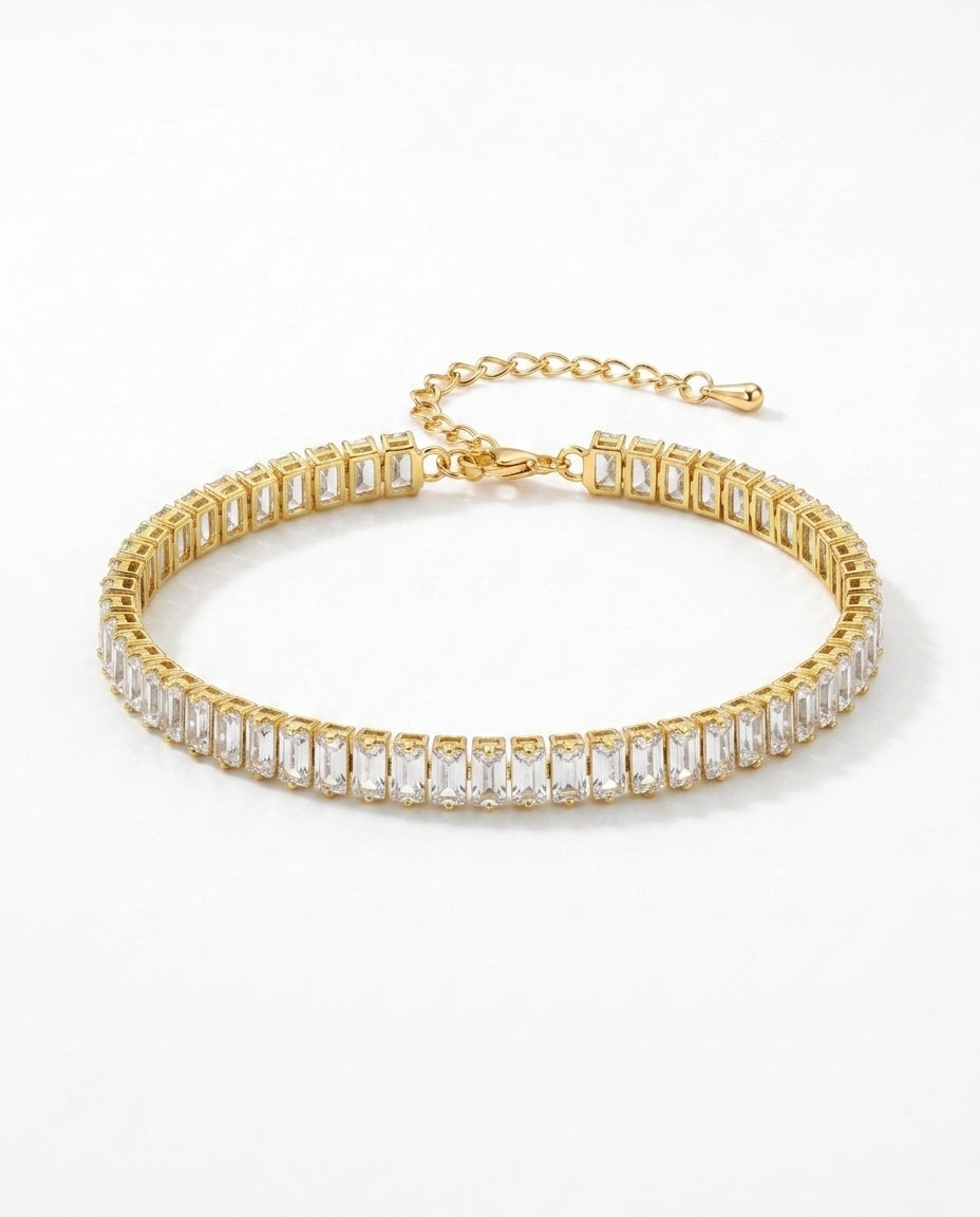 Elegant Gold Crystal Tennis Bracelet for Women