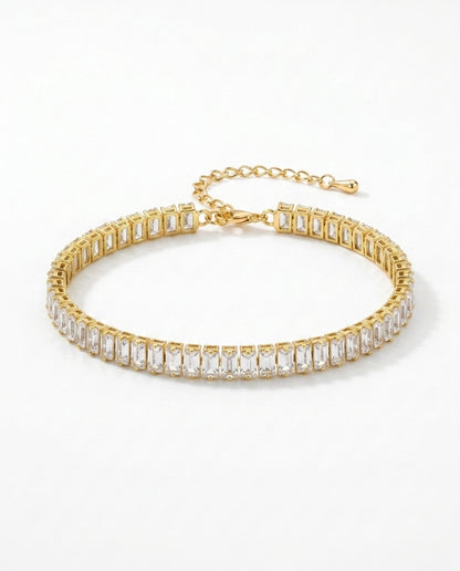 Elegant Gold Crystal Tennis Bracelet for Women