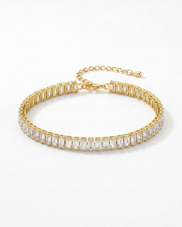 Elegant Gold Crystal Tennis Bracelet for Women