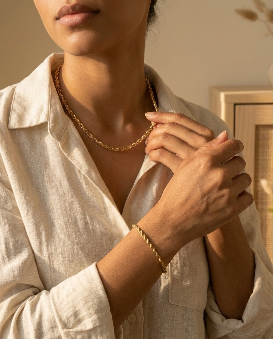 Luxury Rope Bracelet & Necklace Combo – Premium Jewellery Set