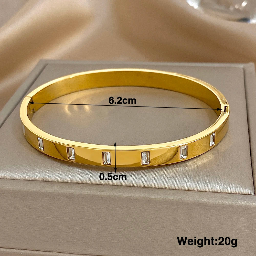 Luxury Golden Metal Bangle with Stones